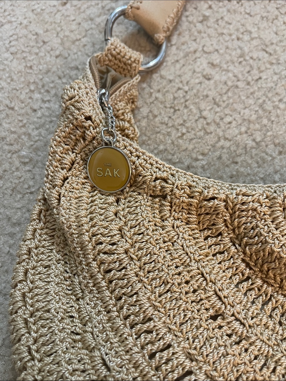 The Sak Woven Crescent Shoulder Bag in Natural Beige - Picture 2 of 7